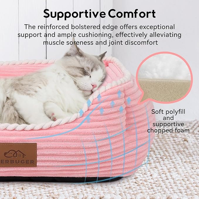 Zerbuger Orthopedic Dog Bed for Medium Dogs,Dog Sofa Beds Supportive Foam Pet Couch Bed with Removable Washable Mat and Nonskid Bottom (Medium, Pink)