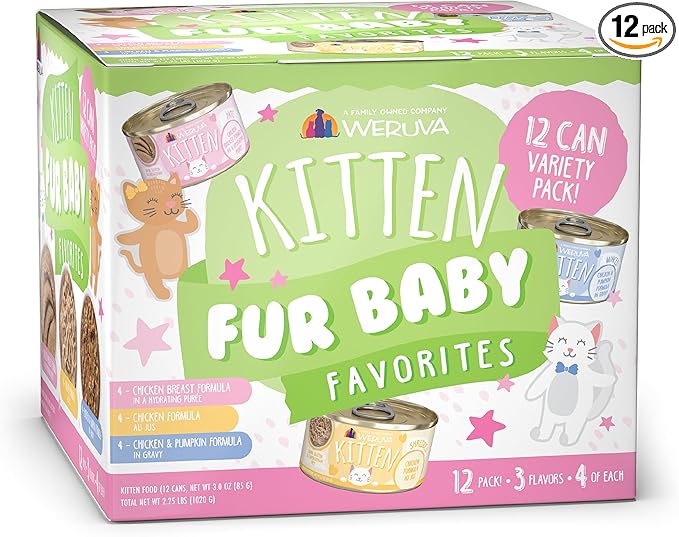 Weruva Kitten, Fur Baby Favorites Variety Pack, 3oz Can (Pack of 12)