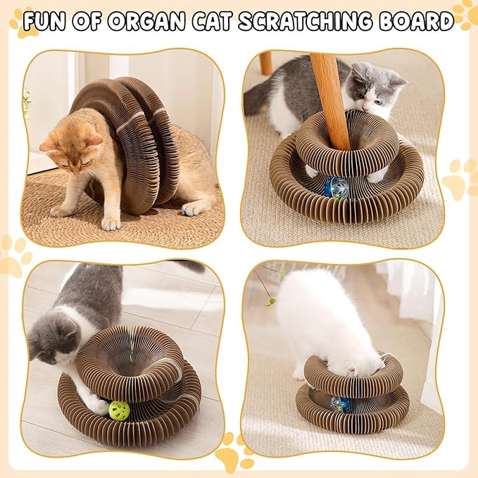 2-Pack Upgraded Kitty Curls Cat Scratcher, Magnetic Multi Shape Twisty Paws Cat Toy with Play Ball, Interactive Cats Toys for Indoor, Flexible Scratcher for Protection Furniture