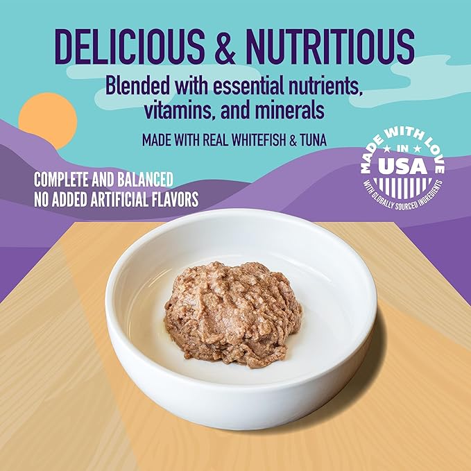 A Strong Heart Split Cup Wet Cat Food, Whitefish & Tuna Entree - 2.6 oz Split Cups, 20 Servings (Pack of 10), Made in The USA with Real Whitefish & Tuna