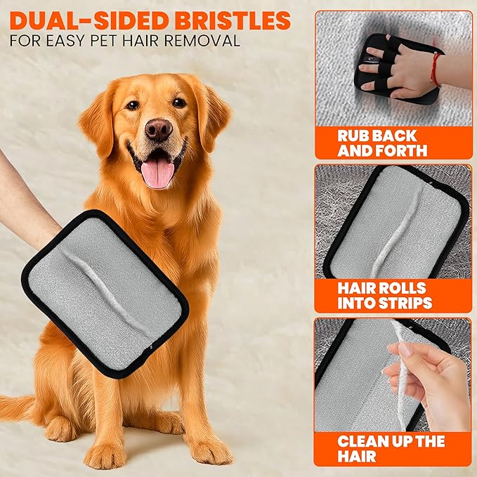 CALMZY 2Pcs Pet Hair Remover Gloves For Dogs & Cats Newly Upgraded four finger electrostatic magic Brush Easy To Use On Bedsheet,Carpet,Cloth,Sofa,couch,Blanket and Multifunctional Grooming Pet Gloves