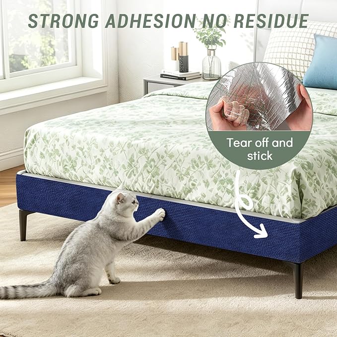 Cat Scratch Couch Protector 78.7"x15.8" – Self-Adhesive Furniture Protector from Cat Scratching, DIY Couch & Wall Shield, Trimmable Anti Scratch Mat for Indoor Sofa Bed Carpet，Navy