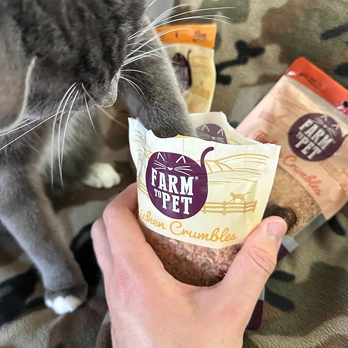 Farm To Pet Cat Treat Crumbles | Single Ingredient Chicken and Turkey, Chicken Snacks - Healthy Treats for Indoor Cats| Kitten Treats - Cat Products (Mix with Wet/Dry Food)