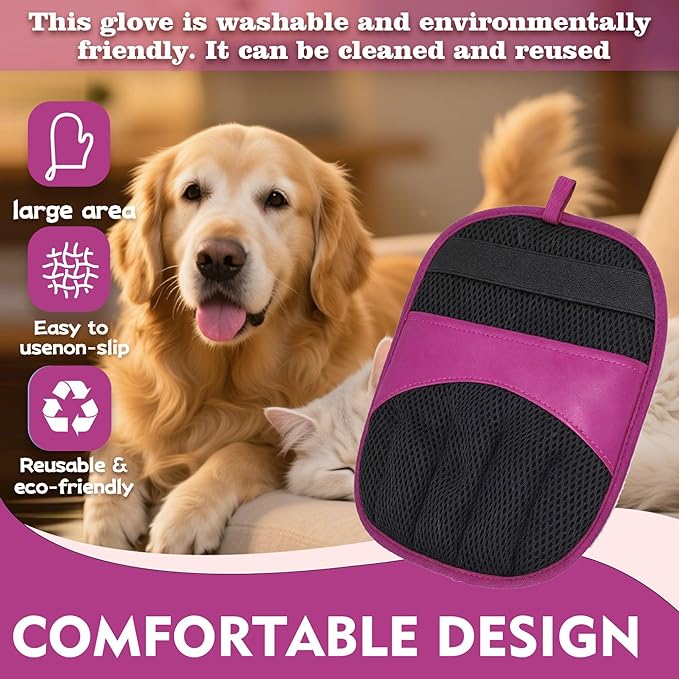 Premium Pet Hair Remover Glove for Dogs & Cats Electrostatic Upgraded Reusable Grooming Mitt Gentle Deshedding Brush for Shedding Easy Clean & Durable