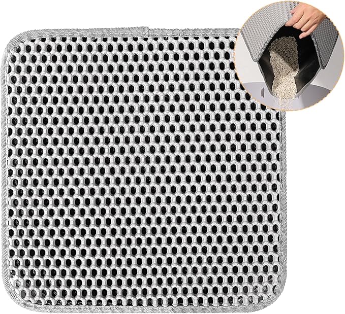 Cats Litter Mat, Cats Litter Trapping Mat, Honeycomb Layer Design, Less Waste Litter Trapping Mat Less Waste Cats Litter Mat Litter Trapping Tray, Pink-45 x 30cm