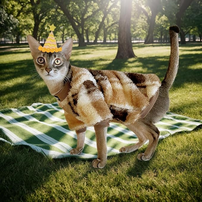 Sphynx Cat Sweater Plaid Hairless Cat Clothes Sweater Fleece Soft Warm Long Sleeves Pullover Pet Clothes Pajamas Dog Cloth for Small Dogs Jumpsuit Pet Sweaters (B-Plaid, Medium)
