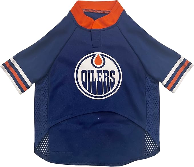 Pets First NHL Hockey Edmonton Oilers Mesh Jersey for Dogs & Cats, Size X-Small, Licensed Dog Jersey with Your Favorite Hockey Team