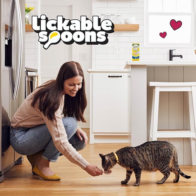 Temptations Lickable Spoons Adult Wet Cat Treat, Tasty Chicken and Savory Salmon Flavor, 10 Grams, Pack of 24 (96 Total Spoons)