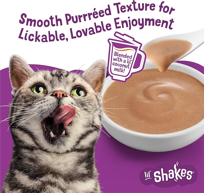 Purina Friskies Pureed Cat Food Topper, Lil’ Shakes With Enticing Chicken Lickable Cat Treats - (Pack of 16) 1.55 oz. Pouches