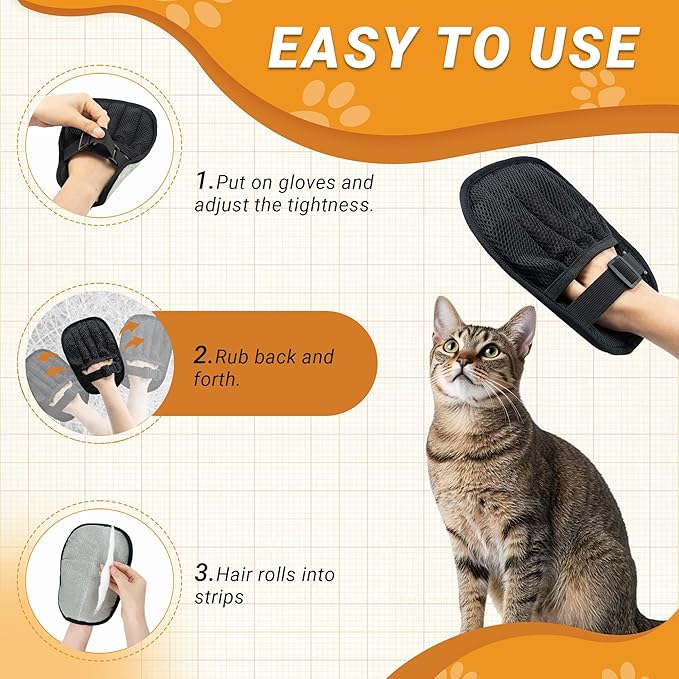 Bifeaw Pet Hair Removal Glove - Adjustable Magic Brush Pet Hair - Dog Cat Hair Remover