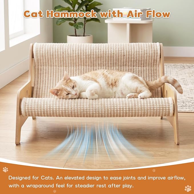 Sisal Cat Scratcher Sofa, Durable Frame Cat Couch Scratcher for Indoor Cats, Mess-Free No Shedding Cat Scratcher Bed, Multi-Functional Lounge for Scratching & Playing, 20.5x15.8x11.8 in