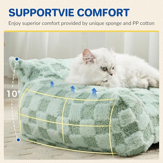 ABCPET Large Dog Bed Sofa, Fluffy Pet Bed for Medium and Large Dogs, Supportive Dog Couch Sofa for Dogs, Pet Sofas with Washable Cover & Non-Slip, 38 inch, Green