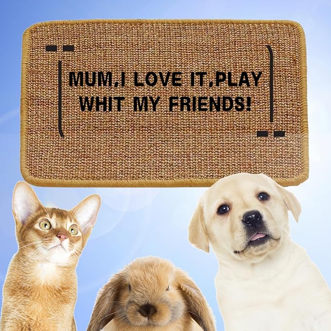 Cat Scratcher Mat,23.6 X 15.7 Inch,sisal cat scratchers for Indoor Cats,cat Scratch pad,cat Scratching Board,cat Scratching Post,sisal Rug Carpet,cat Scratch Furniture Protector,Brown,2 Pack