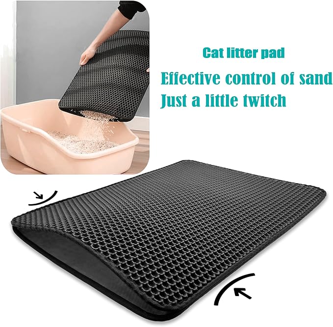 HTTMT- (25.6x22 inch) Pet Supplies Cats Litter & Housebreaking 65X55 Black Cat litter Mat Double Layer Pad Trapper Folding Pad EVA Foam Rubber