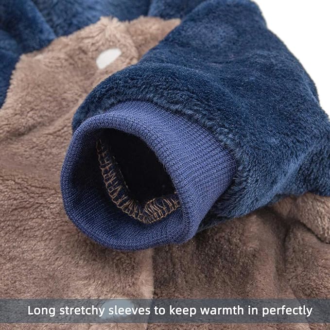 FabriCastle Dog Hoodie Sweater for Small Dogs Boy and Girl, Small Dog Clothes XS XXS Puppy Sweatshirt, Pet Outfit, Cat Clothing Super Soft Warm Snap On Closure (Khaki-Navy, Large)