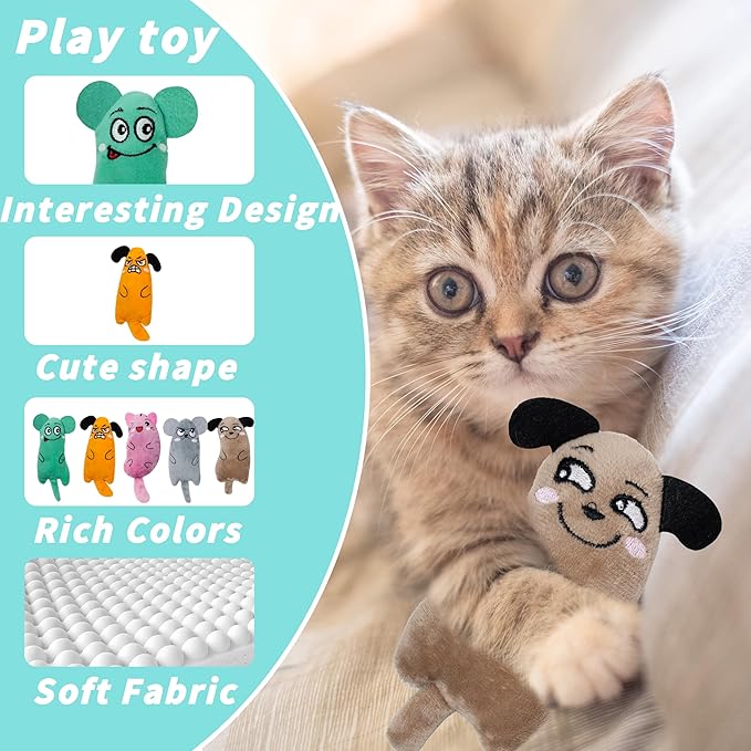 5pcs Catnip Toys, Fun Cat Toys, Bite Resistant, Indoor Cartoon Cat Toys for Cats, Cat Chew Toys