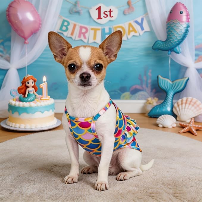 Funny Dog Swimwear Bikini Summer Dog Clothes Beach Swimsuit Puppy Bathing Suit Puppy Vest Cooling Pet Shirt for Small Dogs, Cat Apparel (Mermaid, Small)