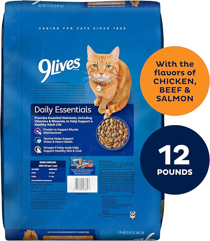 9Lives Daily Essentials Dry Cat Food, 12 Pound Bag