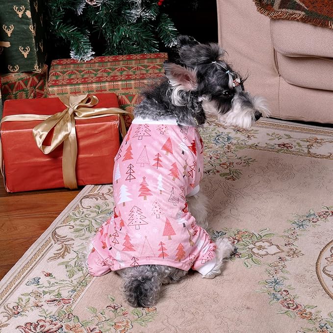 CuteBone Fleece Dog Christmas Pajamas Clothes Puppy Jammies Pet Apparel Cat Onesie for Chihuahua Yorkie Frenchies P312M