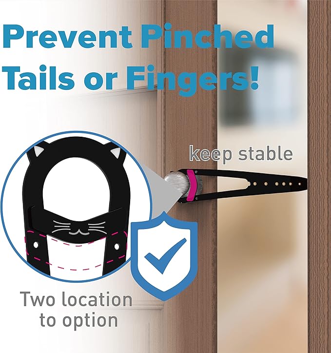 Neobay Cat Door Latch with Stabilizer, 7 Sizes Adjustable Cat Door Holder Latch to Keep Dog Out of Litter Box, Economical Alternative of Pet Gates and Interior Pet Door, Black, 1 Pack