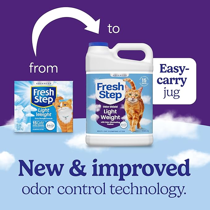 Fresh Step Advanced Odor Shield Light Weight Multi Cat Clumping Litter with Febreze, Low Dust, Odor Control with Ammonia Block Technology, Compatible in Automatic Litter Boxes, 23 lb. (2 x 11.5 lb)