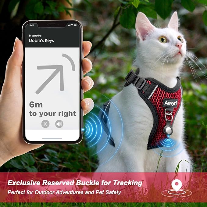 Cat Harness and Leash for Walking Escape Proof Soft Adjustable Cat Leash Breathable Honeycomb Structure Comfortable Vest Easy to Wear Kitten Harness for Outdoor Travel, Honeycomb Red, L