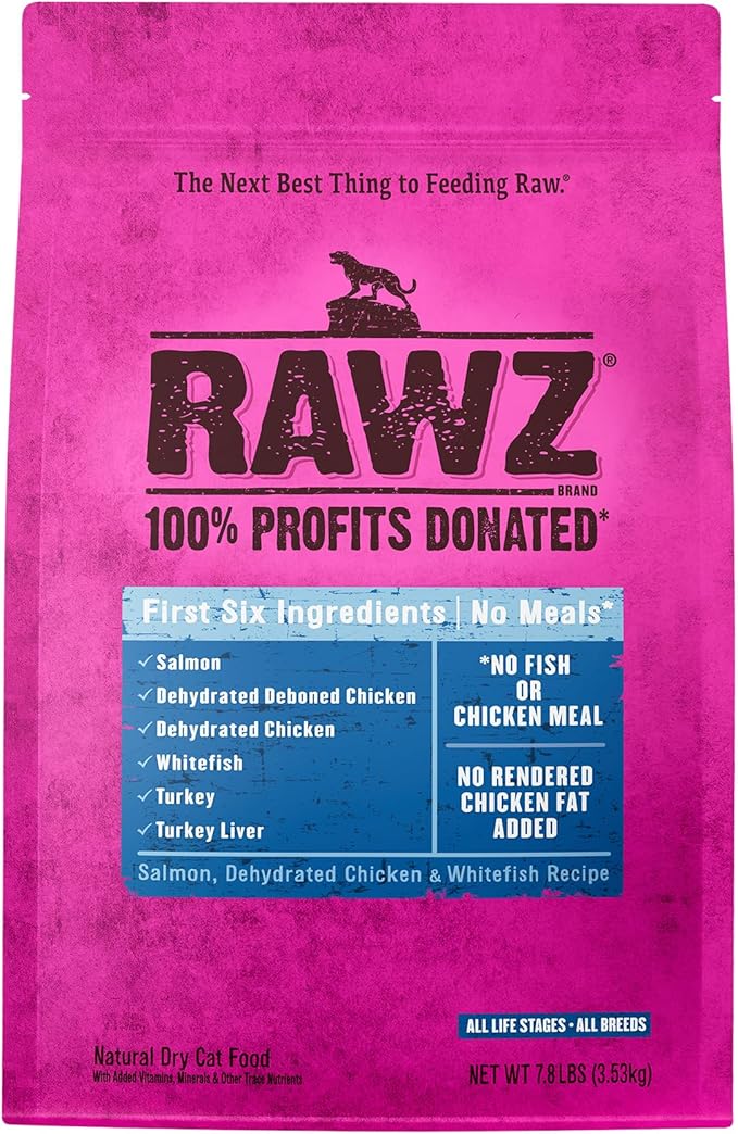 Rawz Salmon, Dehydrated Chicken & Whitefish Recipe Natural Dry Cat Food (7.8lb, Salmon, Dehydrated Chicken & Whitefish)