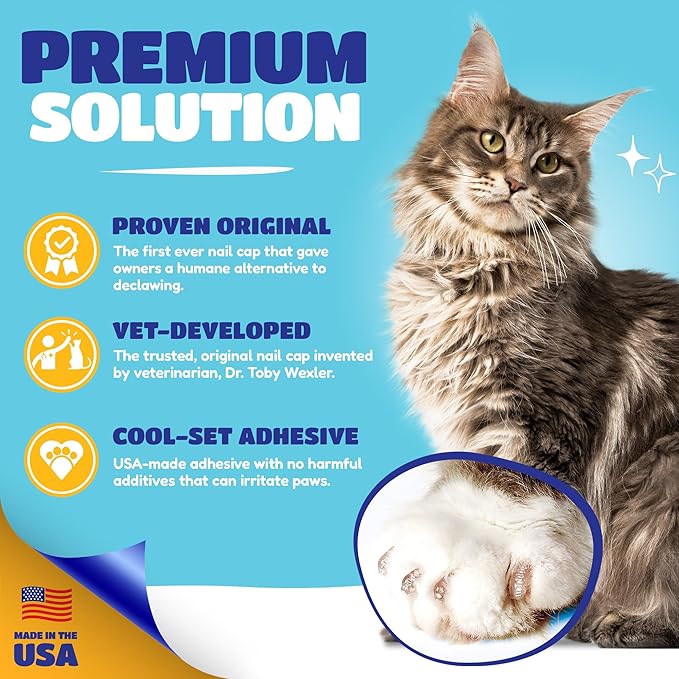 Soft Claws Cat Nail Caps for Small Cats – (40 Caps, Green and Orange) - Made in USA - Veterinarian-Developed | Protects Furniture & Skin - Easy to Apply, Long-Lasting Anti-Scratch Soft Cat Claw Covers
