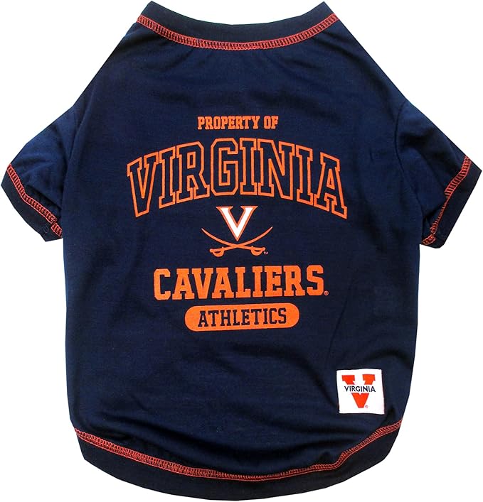 Pets First Collegiate VIRGINIA CAVALIERS Dog T-Shirt, Small. - Licensed Shirt for Pets Team Colored with Team Logos.- Premium Stretchable Materials for the Comfrot of your Dog & Cat.