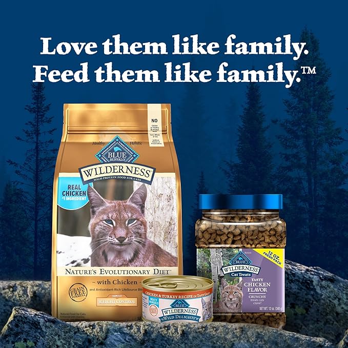 Blue Buffalo Wilderness Natural Adult Weight Management Dry Cat Food, High-Protein & Grain-Free Weight Control Formula, Chicken, 5-lb Bag