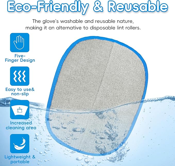 2 Pack Magic Brush Pet Hair Removal Gloves for Cat & Dog, Ectrostatic Five-Finger Fur Remover, The Magic Brush Pure Path Grooming Remover Glove for Laundry, Carpet & Car Seat (Blue & Yellow)