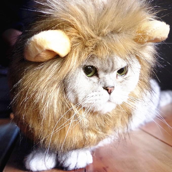 Idepet Realistic Funny Mane for Dogs & Cats - Lion & Cat Costumes, Halloween Hat for Dogs & Cats