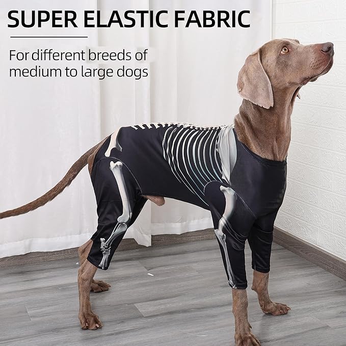 Halloween Dog Costumes, Dog Jumpsuit Halloween Skeleton Costumes Cosplay Sweatshirt, Funny Dress Up Apparel Clothes for Medium Large Dogs 2XL