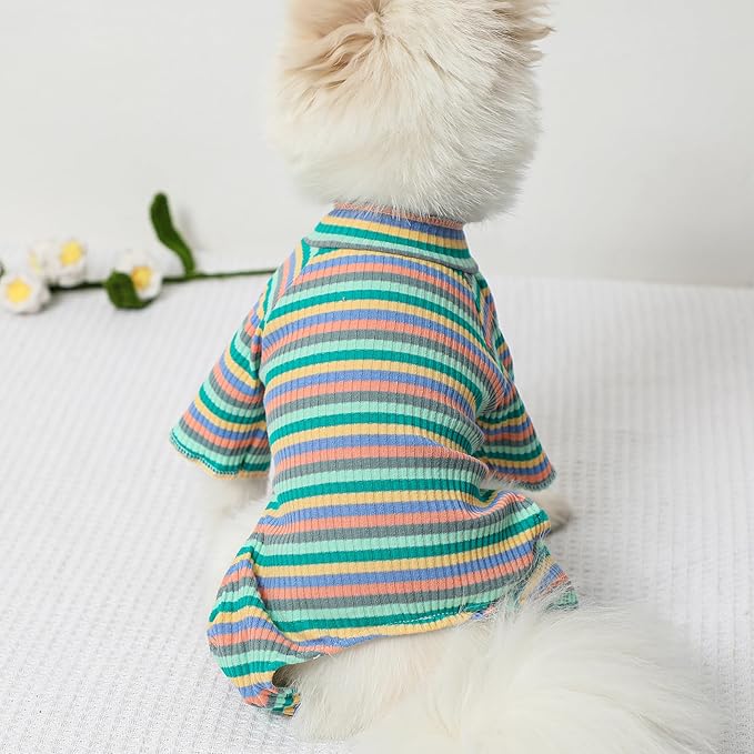 100% Cotton Dog Pajamas Medium Sized Dog Onesies, French Bulldog Clothes, Breathable & Stretchy Four-Legged Pet Clothing Apparel for Dachshund Bulldog Pug (Green, XL)
