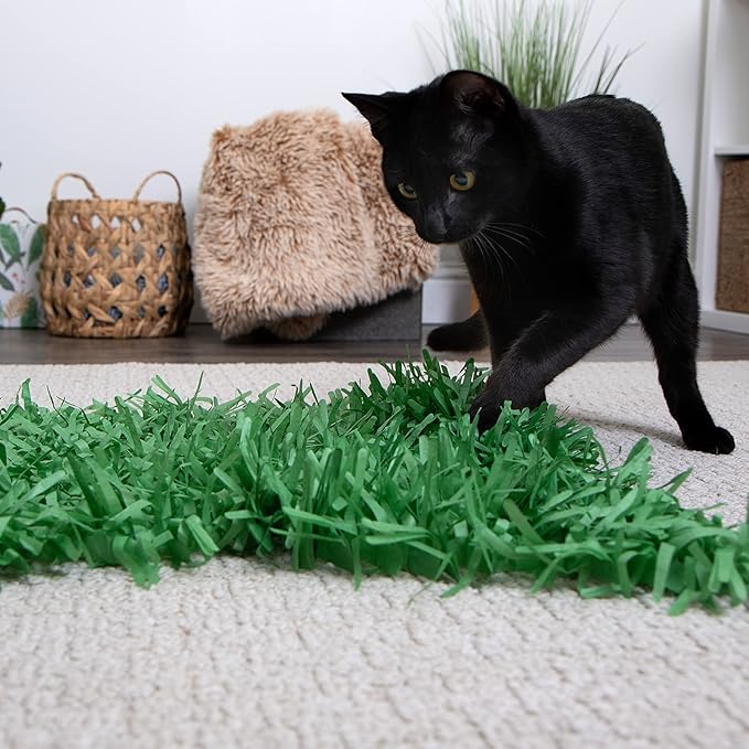 Instincts by SmartyKat 2-Pack Meadow Mayhem Hide & Seek Paper Grass Rustle Cat Mat Toy - Green, 2-Pack