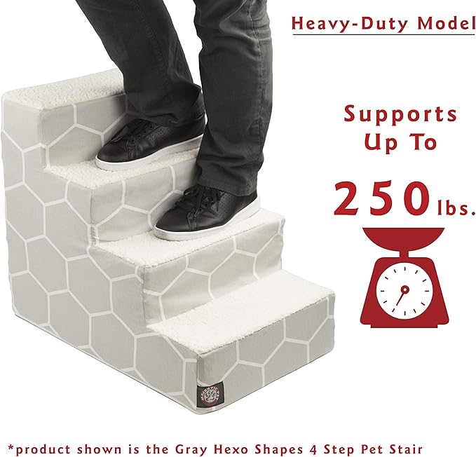 Majestic Pet 4 Step Portable Dog Stairs for Small Dogs to get on Bed Supports 250 lbs or Less – Dog Steps for High Bed with Machine Washable Cover –Pet Stairs for Cats Links Teal