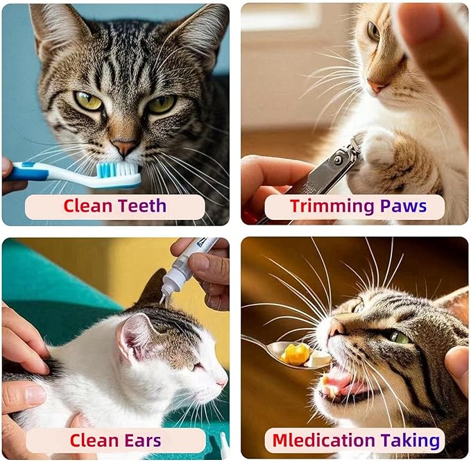 Cat Wrap for Cutting Nails Cloth Burrito Wrap for Nail Clipping,Scratch and Escape Prevention,Multi-Purpose Swaddle Wrap Pet Worker (Farm + House, 27.56inchx27.56inch)