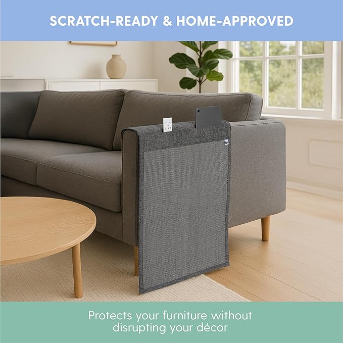 The Cat Ladies Cat Scratch Furniture Protector Mat - Couch Protector from Claws - Anti Scratch Furniture Protectors from Cats Scratching - Sisal Scratcher Pad with Pocket - Dark Grey