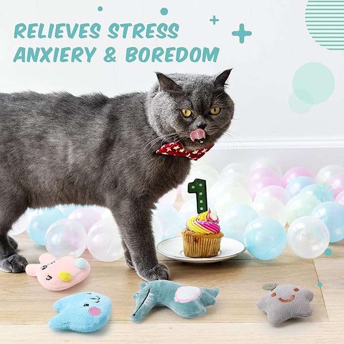 Gejoy 20 Pack Catnip Toys for Indoor Cat Plush Kitten Cat Chew Toys Catnip Kitten Entertaining Interactive Safe Teeth Cleaning Dolls(Lovely)