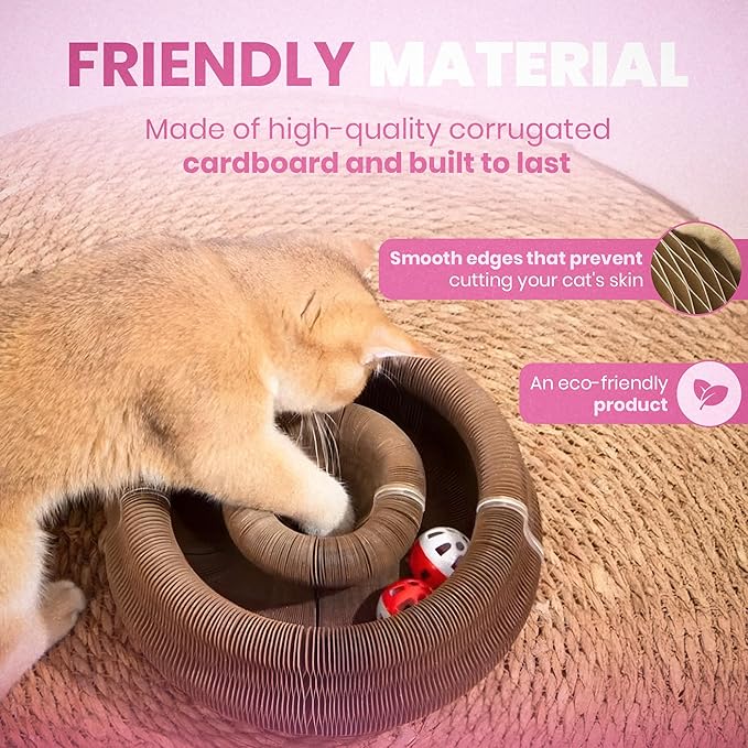 Fin & Jacky Magic Organ Cat Scratcher Board Toy, Upgraded Magnets & Durable High-Density Cardboard for Stability, Eco-Friendly, Interactive Indoor Playboard