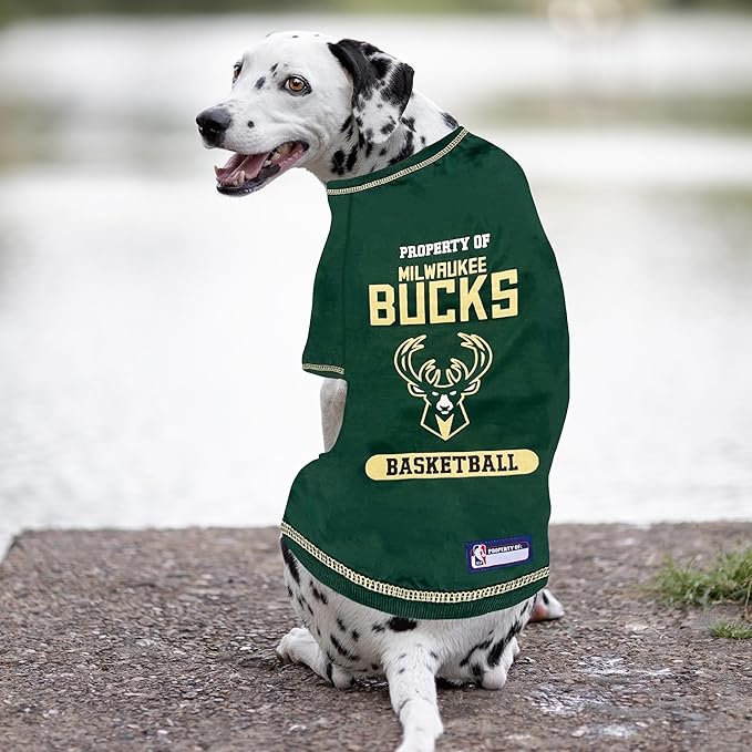 Pets First Cute Dog T-Shirt, X-Small - NBA Milwaukee Bucks Dog & Cat Shirt with Basketbal Team Logo. A Comfortable & Fashionable Yet Durable Pet Outfit, Sporty Dog Shirt