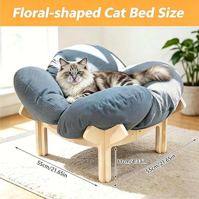 Raised Cat Bed,21" Elevated Cat Bed with Cushion Fluffy Pet Couch Sofa,Stylish Cat Chair with Highly Elastic Soft Cushion for Puppy, Sleeping,Cat Furniture