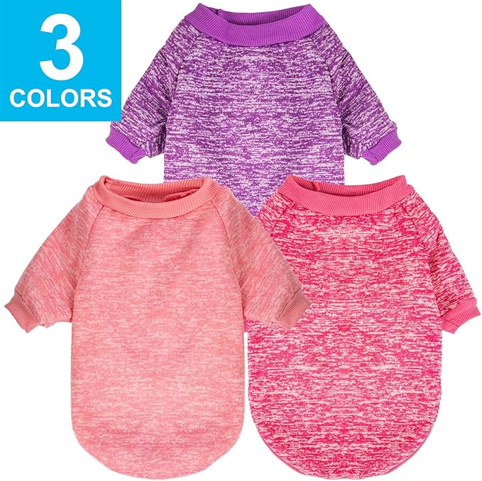 3 Pack Dog Sweater, Dog Sweaters for Small Dogs, Warm Soft Pet Clothes for Puppy, Medium Large Cat, Dogs Girl or Boy, Dog Shirt for Winter Christmas (Pink+Purple+HotPink, X-Large)