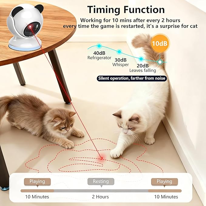 Wortade Automatic Cat Laser Toys for Indoor Cats, Laser Cat Toys for Bored Indoor Adult Cats, Interactive Cat Toy Rechargeable with Suction Cup, Place Anywhere