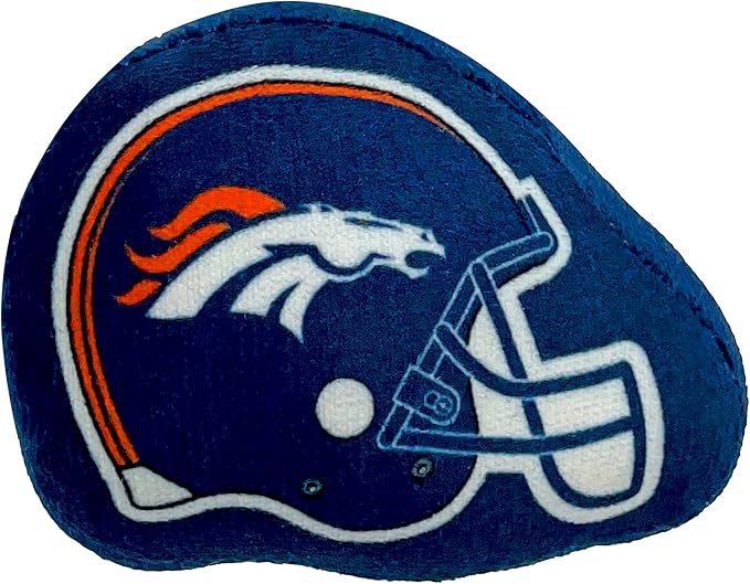 Best Plush CAT Toy - NFL Denver Broncos Complete Set of 3 piece Cat Toys Filled with Fresh Catnip. Includes: 1 Helmet Cat Toy, 1 Football Cat Toy with Feathers & 1 Beer Bottle. Beautiful Team Logos