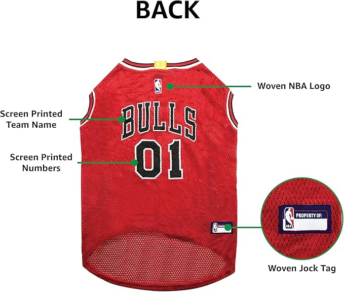 Pets First NBA CHICAGO BULLS DOG Jersey, X-Large - Tank Top Basketball Pet Jersey