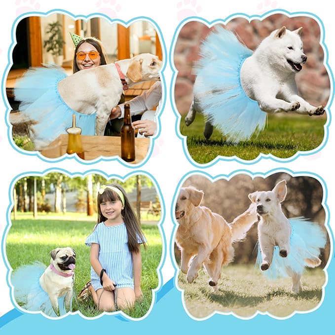 Dog Tutu Tulle Tutu for Dogs Small Large Medium Puppy Dress Ballerina Costume Skirt for Holiday Puppy Cats Bunny Pet Outfit Birthday Wedding Party Photo Prop Supplies(Blue)