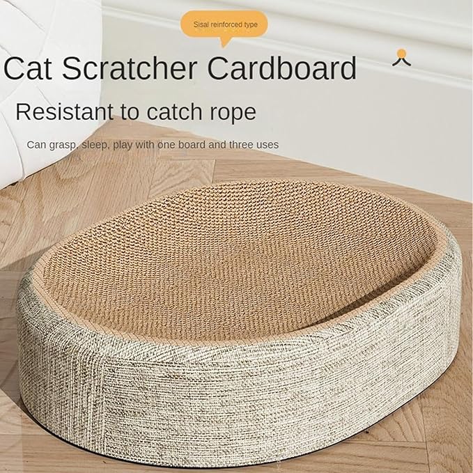 Cat Scratching Board Bed, 2 In 1 Oval Cat Scratcher Cardboard Bowl Nest, Cats Scratching Board For Indoor Cats Scratch Pad Lounge Bed, Furniture Protector From Kitten Claws For Grinding Claws And Rest