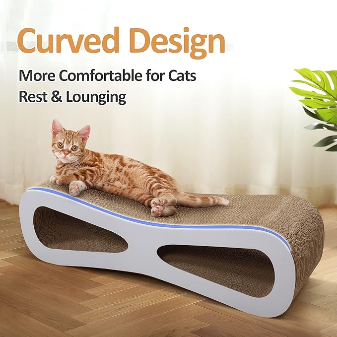 COZIWOW Cat Scratcher Lounge, Cat Scratching Board, Cardboard Lounge Bed, Durable Cat Scratching Pad Furniture Protector for Indoor Cats Kittens (Grey)