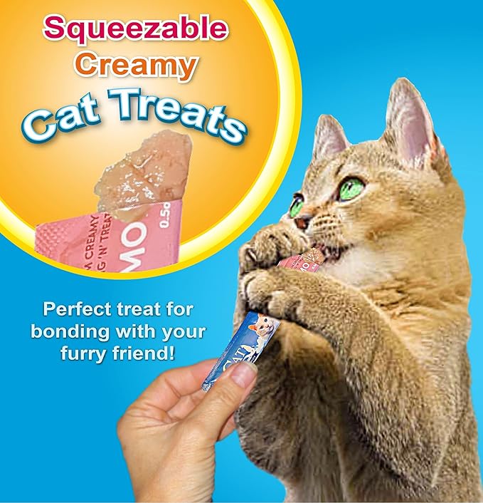 Scoochie Pet Products Cat by Scoochie Assorted Lick Treats – Chicken, Salmon & Beef | 0.5oz | 24 Pack